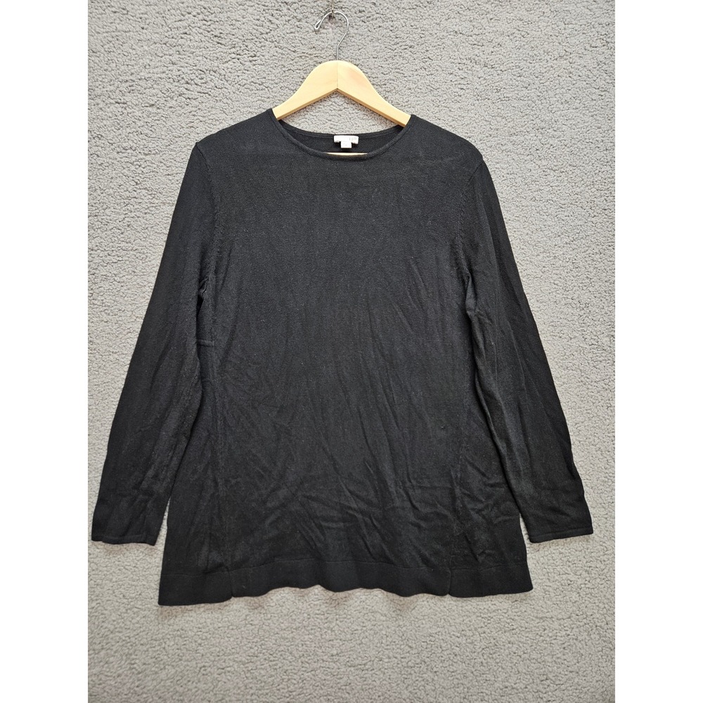 J. Jill Sweater Medium Black Long Sleeve Cotton Blend Crew Neck Tunic Top